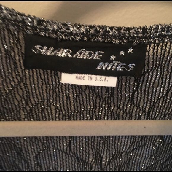 ‼️VINTAGE NWT SHAR AIDE NITES‎ Silver Metallic Shift Dress & Jacket Set - Picture 5 of 8